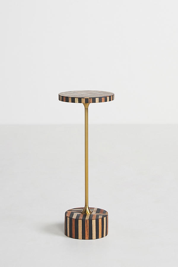 Optical Wood Inlay End Table By Anthropologie in Brown RESTOCK Feb 25, 2023 - Image 0