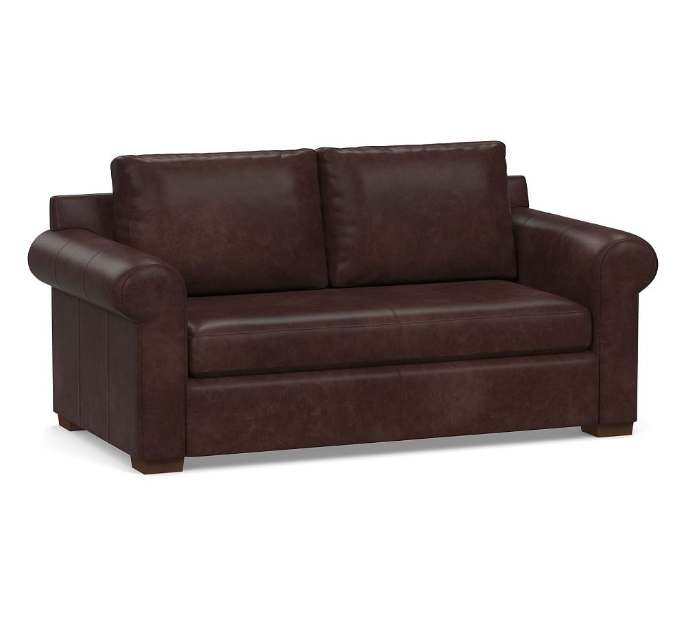 Shasta Roll Arm Leather Loveseat 71", Polyester Wrapped Cushions, Statesville Espresso - Image 0