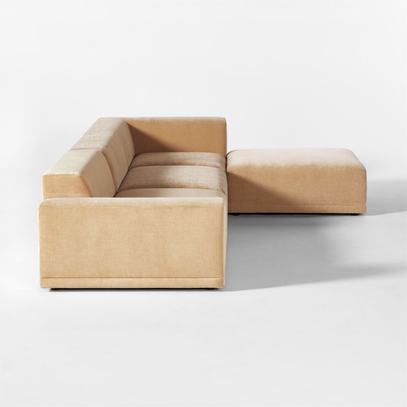 Faible 4-Piece Wheat Performance Velvet Deep Depth Sectional Sofa with Left-Arm - Image 3