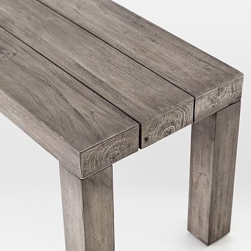 Modern Teak Dining Bench-Rectangle, Weathered Gray - Image 3