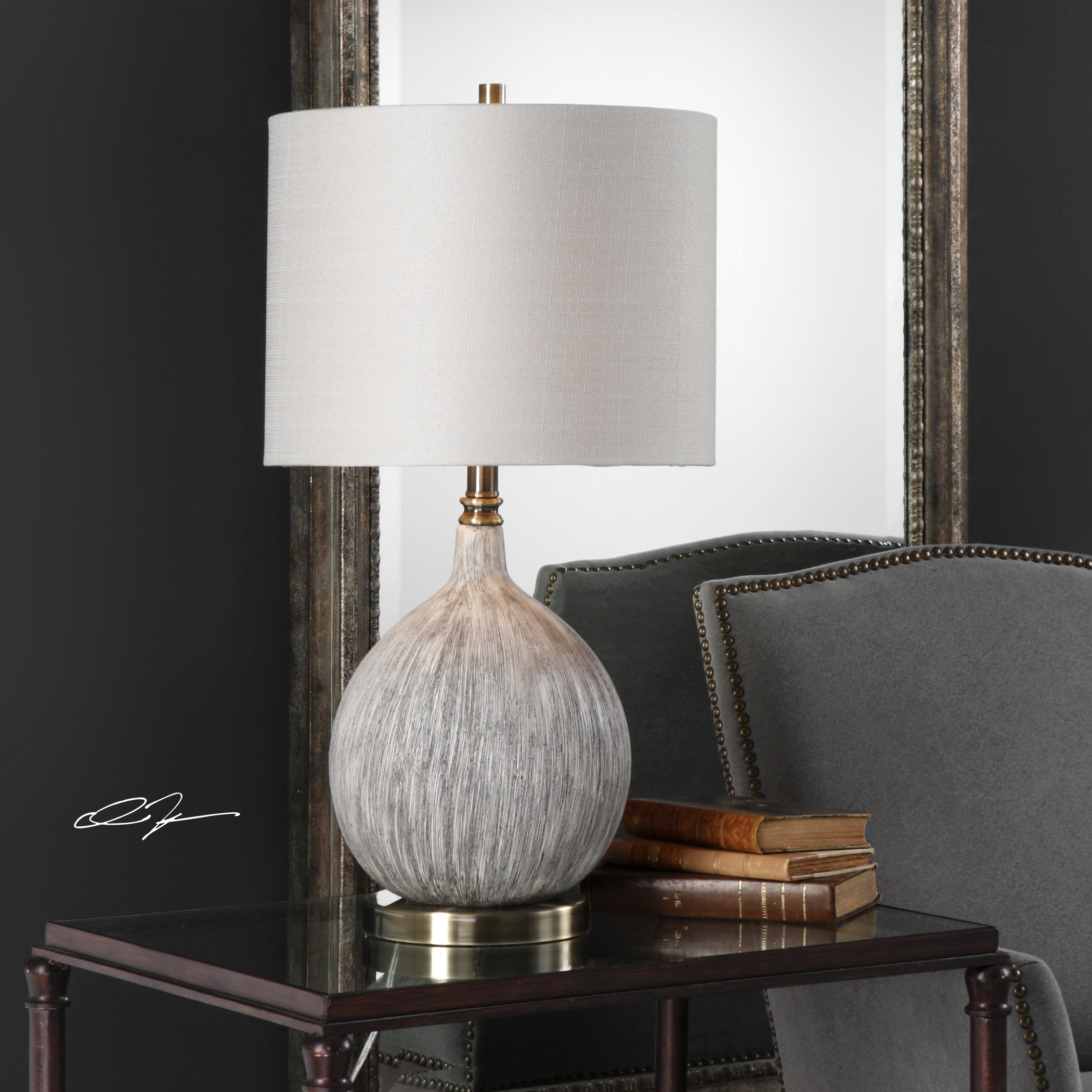 Hedera Textured Ivory Table Lamp, 14" x 14" x 26.5" - Image 3