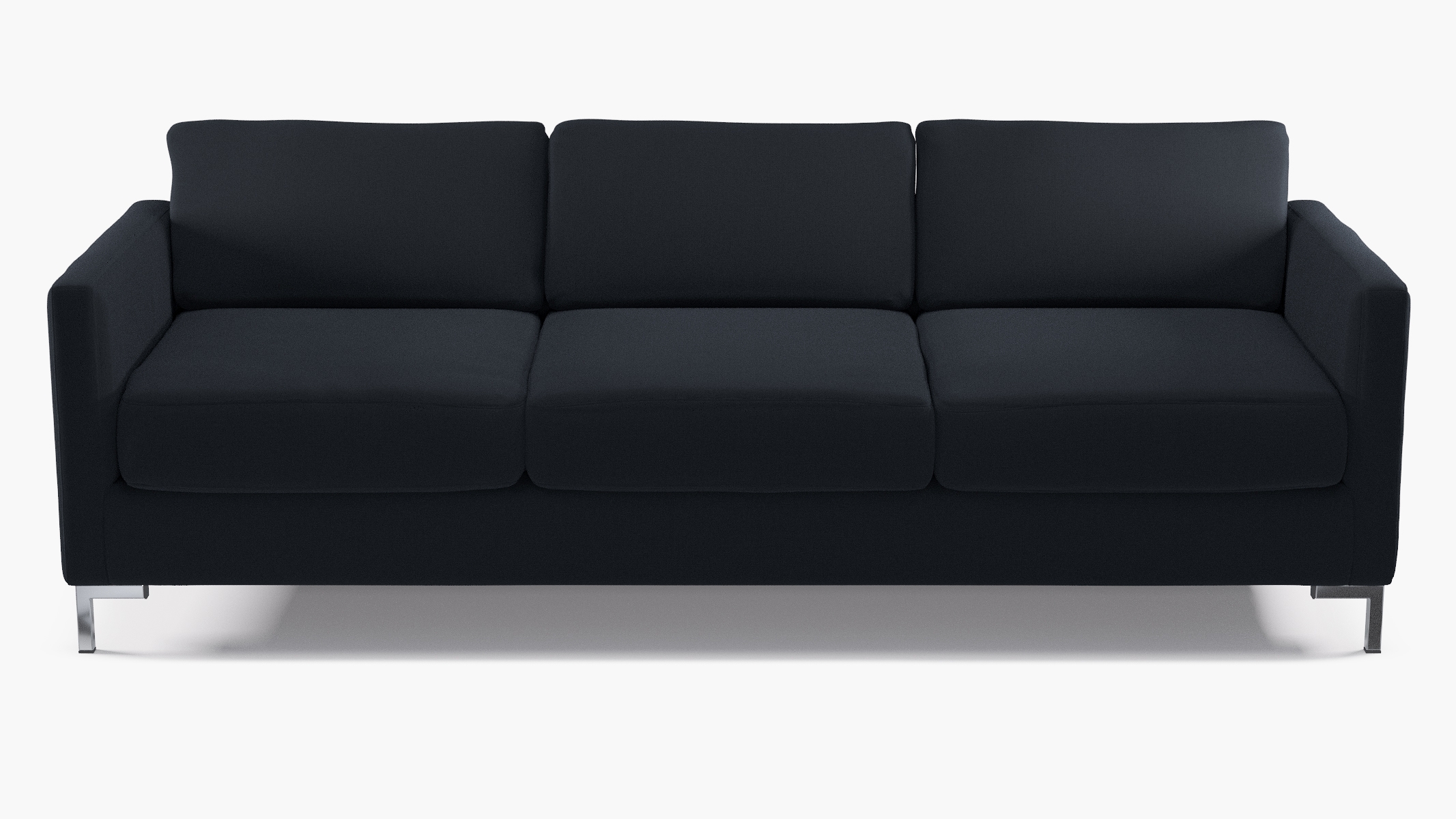 Modern Sofa, Navy Everyday Linen, Chrome - Image 0