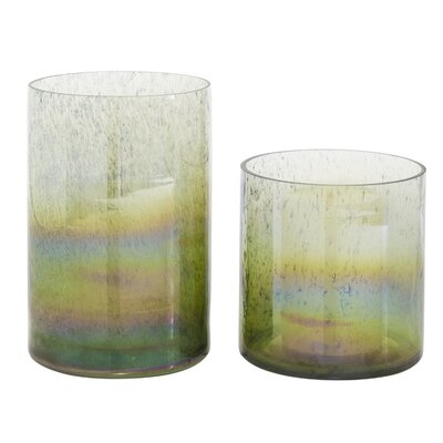 2 Piece Green Indoor / Outdoor Glass Table Vase Set - Image 0