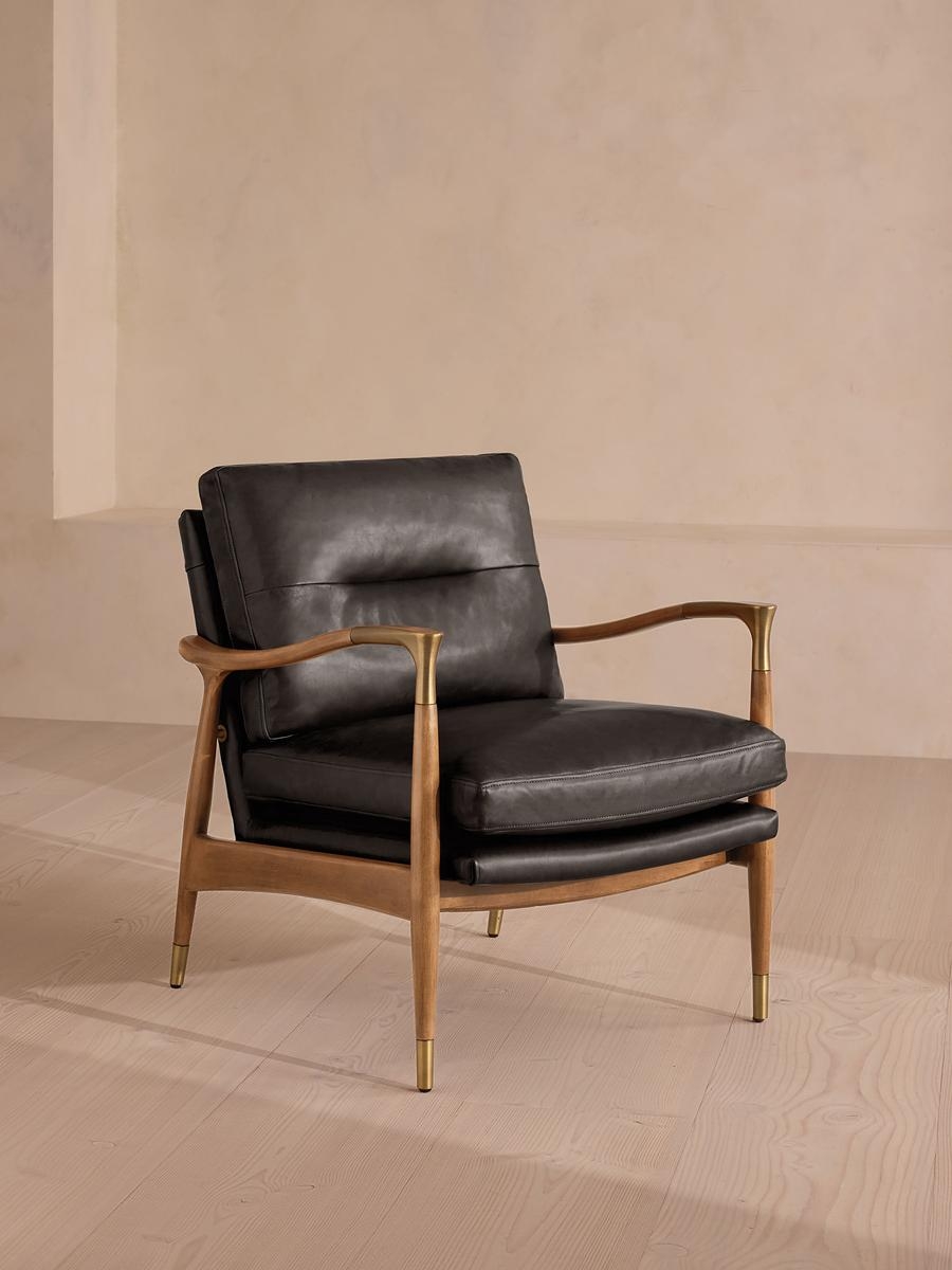 Theodore Oak Armchair, Leather Virtue Black, US - Image 0