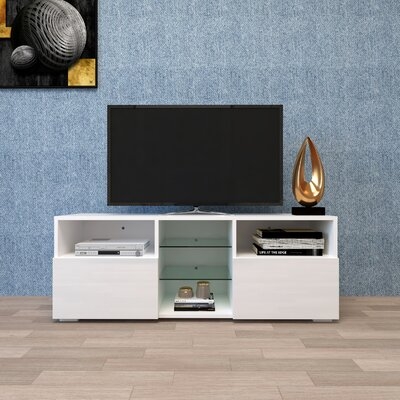 Modern TV Cabinet Living Room With 20 Colors LED Lights,TV Stand Entertainment Center (White) Modern High-Gloss LED TV Cabinet, Simpleness Creative Furniture TV Cabinet - Image 0