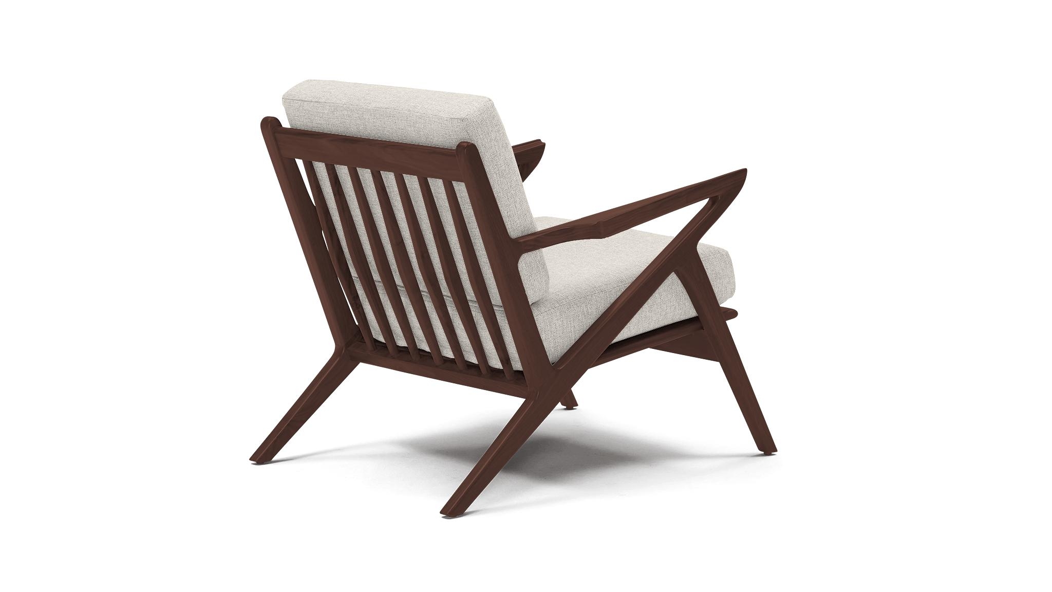 White Soto Mid Century Modern Concave Arm Chair - Tussah Snow - Walnut - Image 2