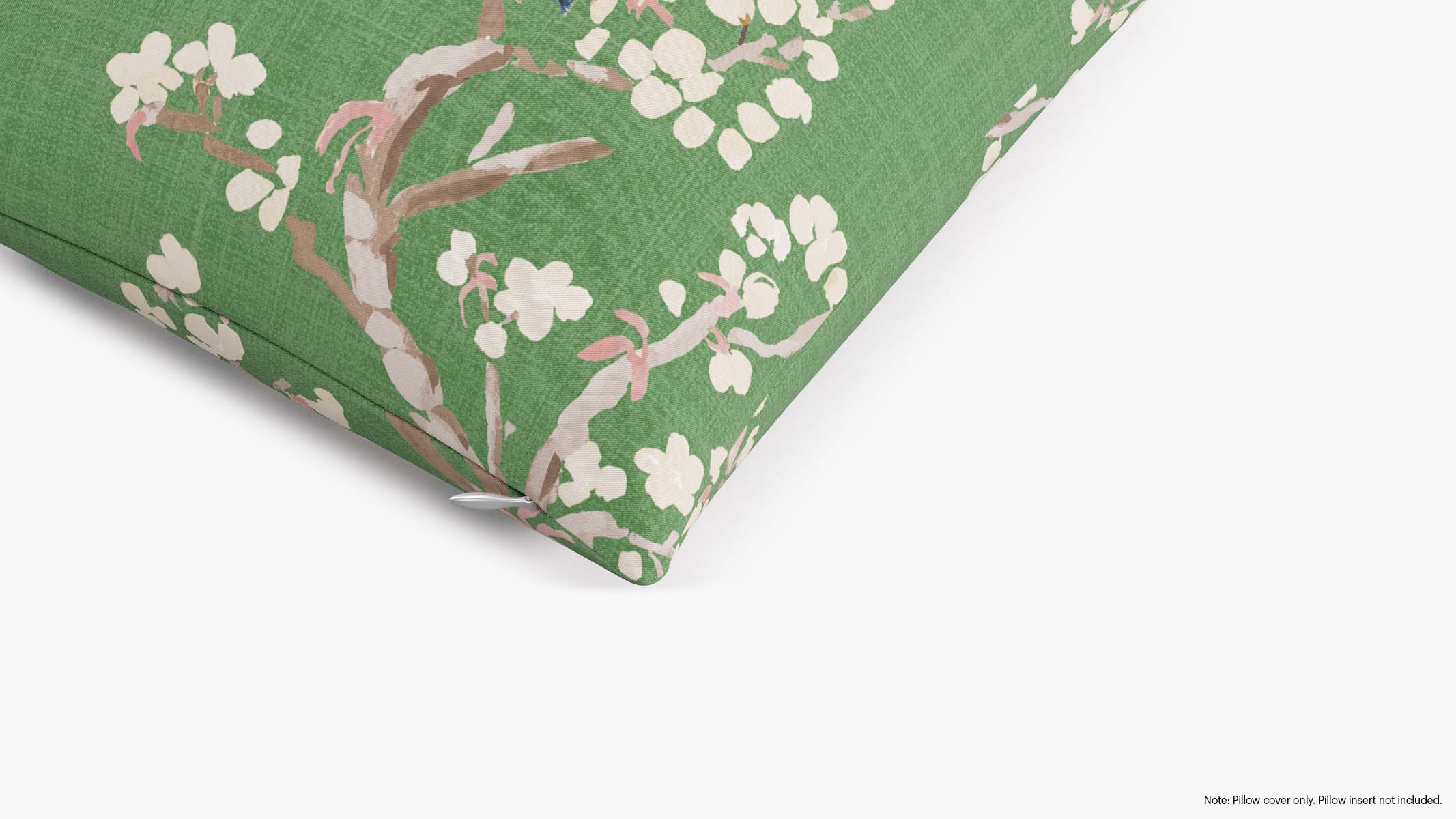 Throw Pillow Cover 16", Jade Cherry Blossom, 16" x 16" - Image 1