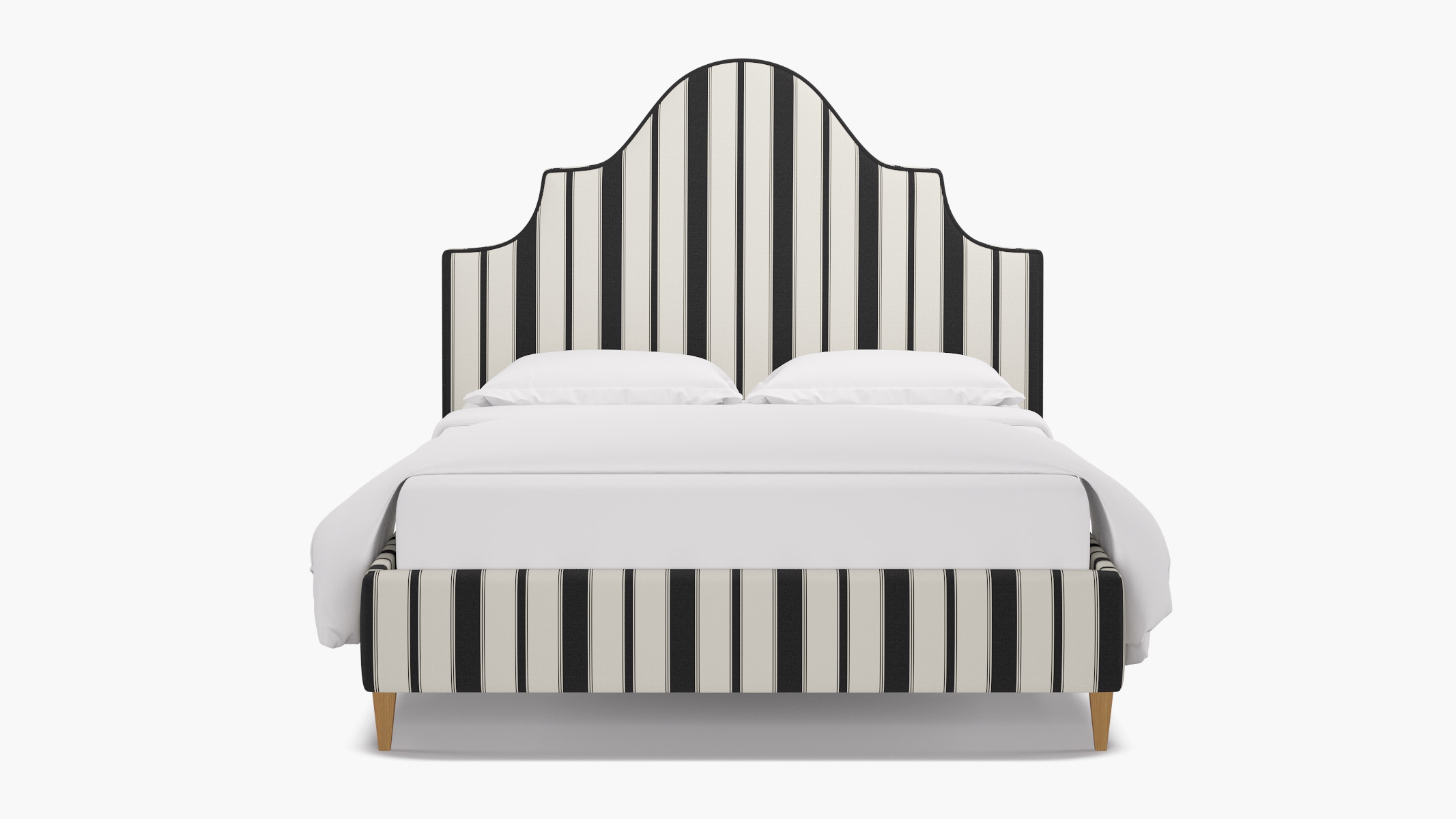 Statement Bed, Ink Clarence Stripe, Natural Square Tapered Leg, Twin - Image 0