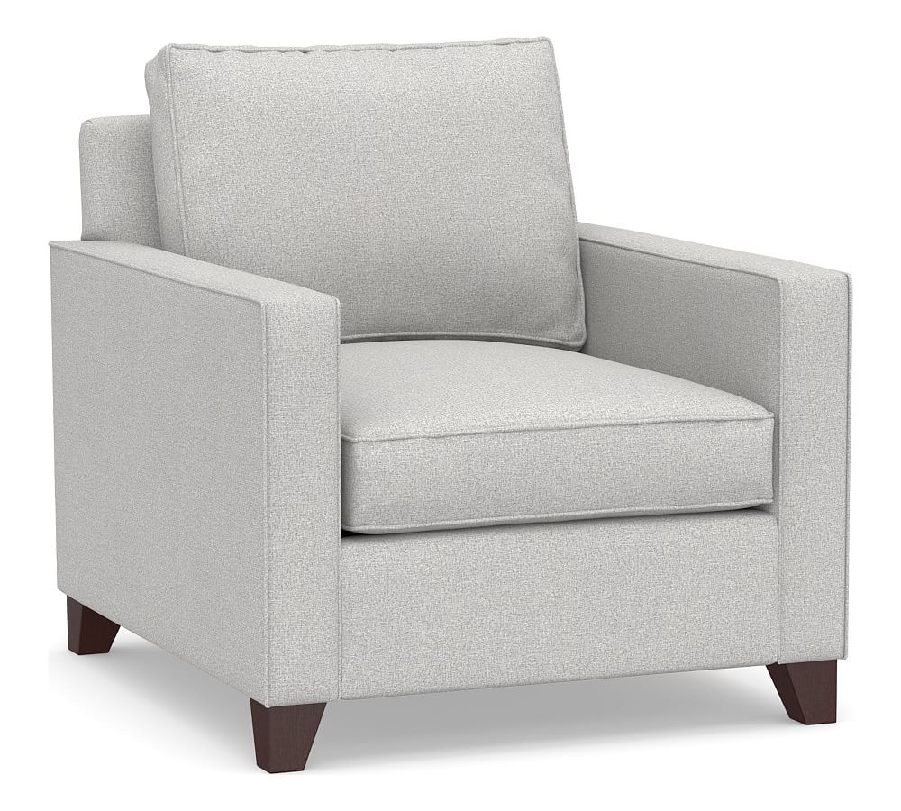 Cameron Square Arm Upholstered Deep Seat Armchair, Polyester Wrapped Cushions, Park Weave Ash - Image 0