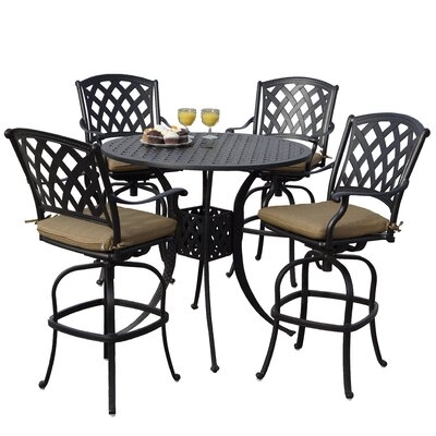 Cadwallader Bar Height Dining Set with Cushions - Image 0