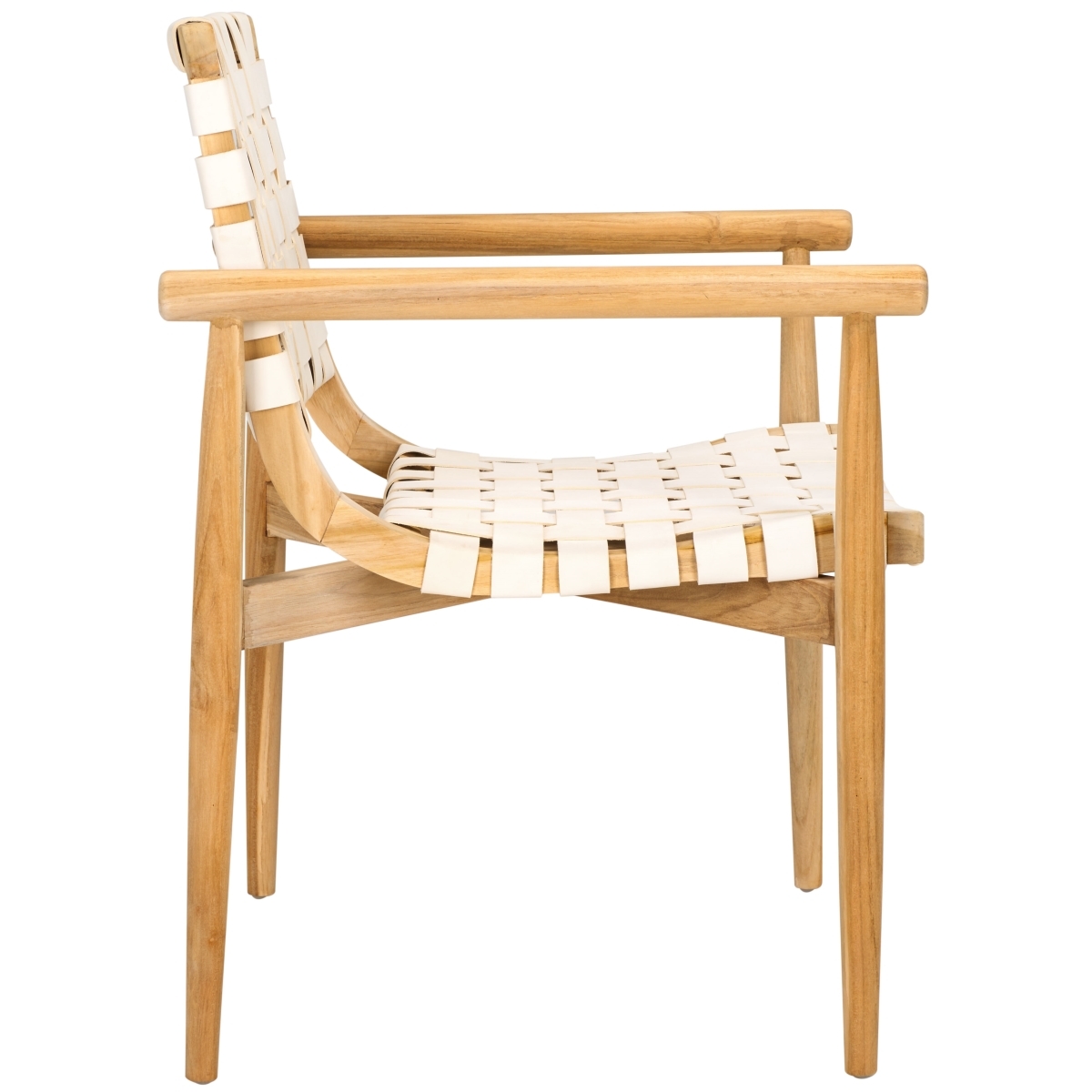 Dionne Accent Chair - White / Natural Teak - Safavieh - Image 7