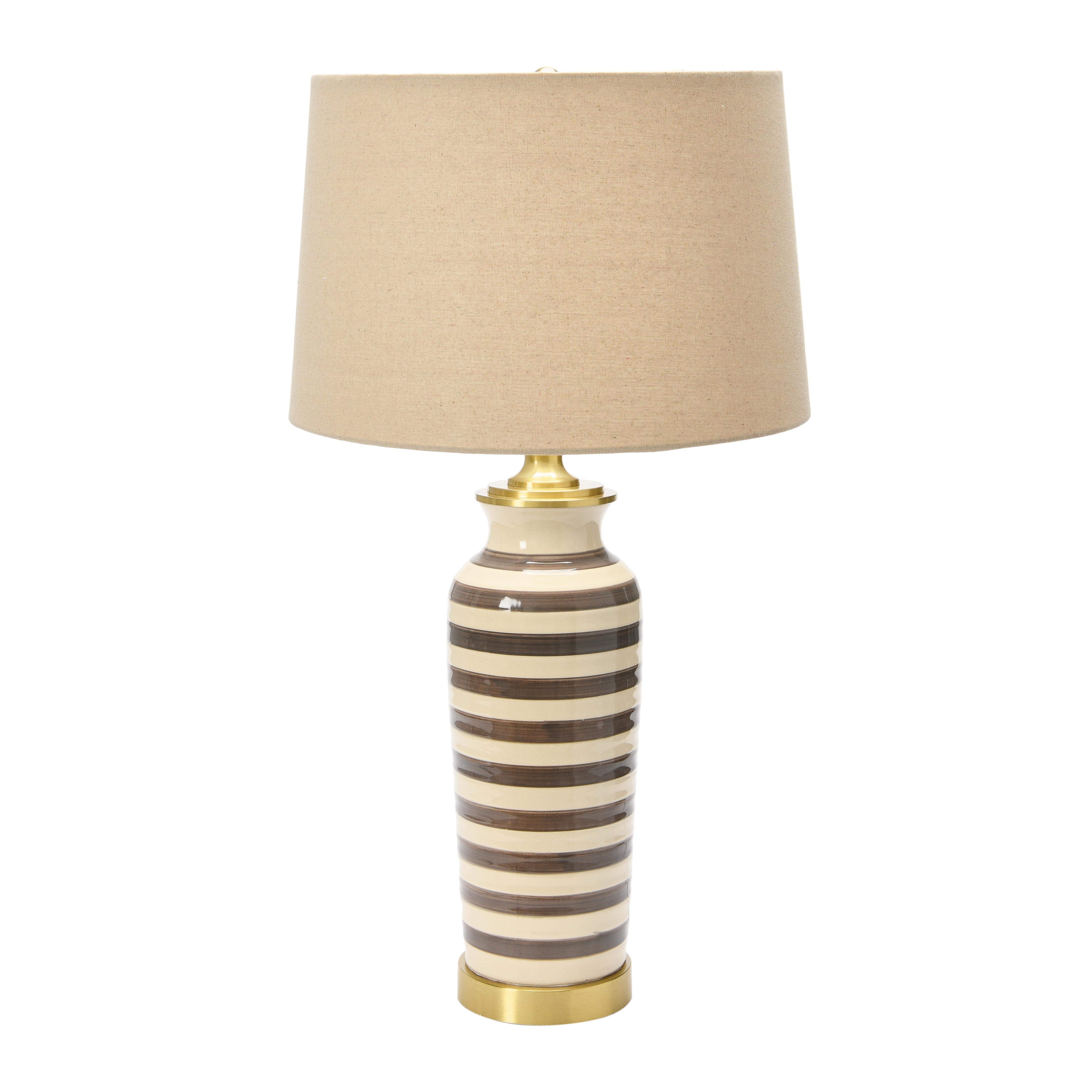 29" H Striped Ceramic and Metal Desk Lamp - Image 0