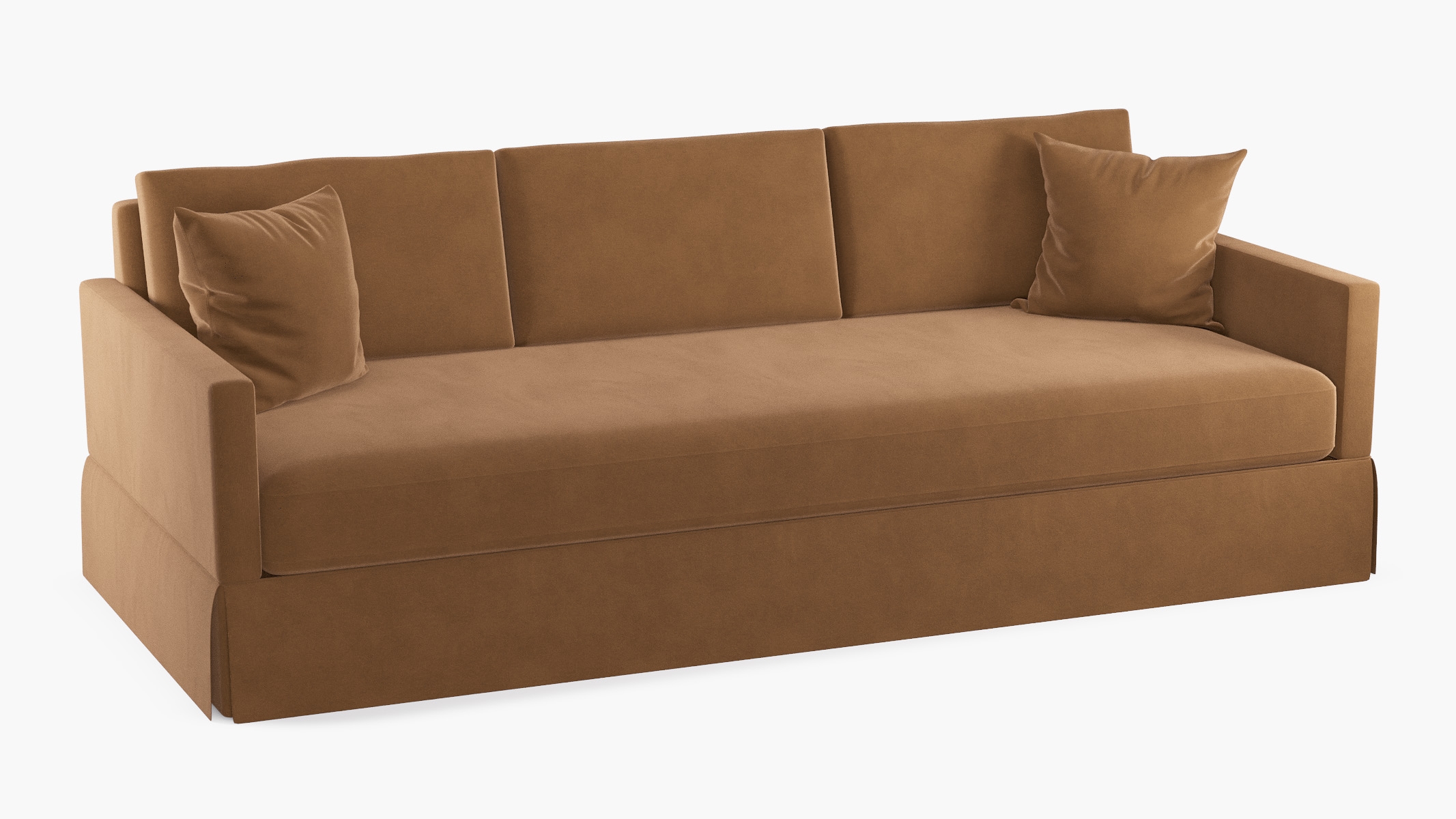 Skirted Track Arm Sofa, Nutmeg Luxe Velvet, Standard (39") - Image 1