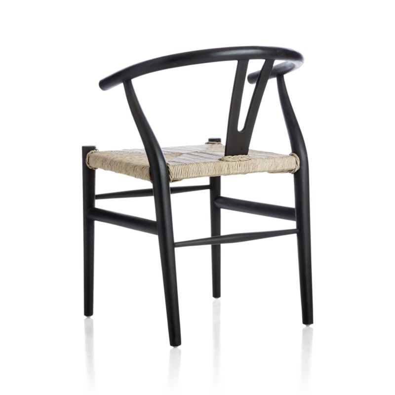 Crescent Black Wood Wishbone Dining Chair - Image 2