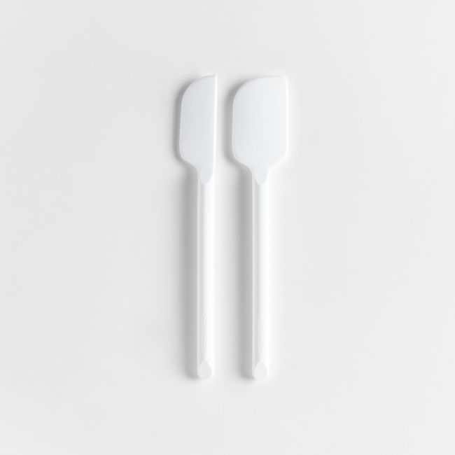 Crate & Barrel White Silicone and Stainless Steel Mini Spatulas, Set of 2 - Image 0