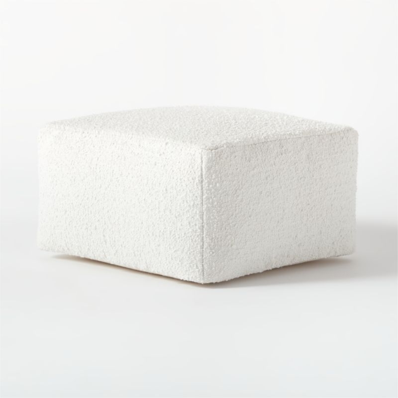 Ivory Boucle Pouf Large - Image 1