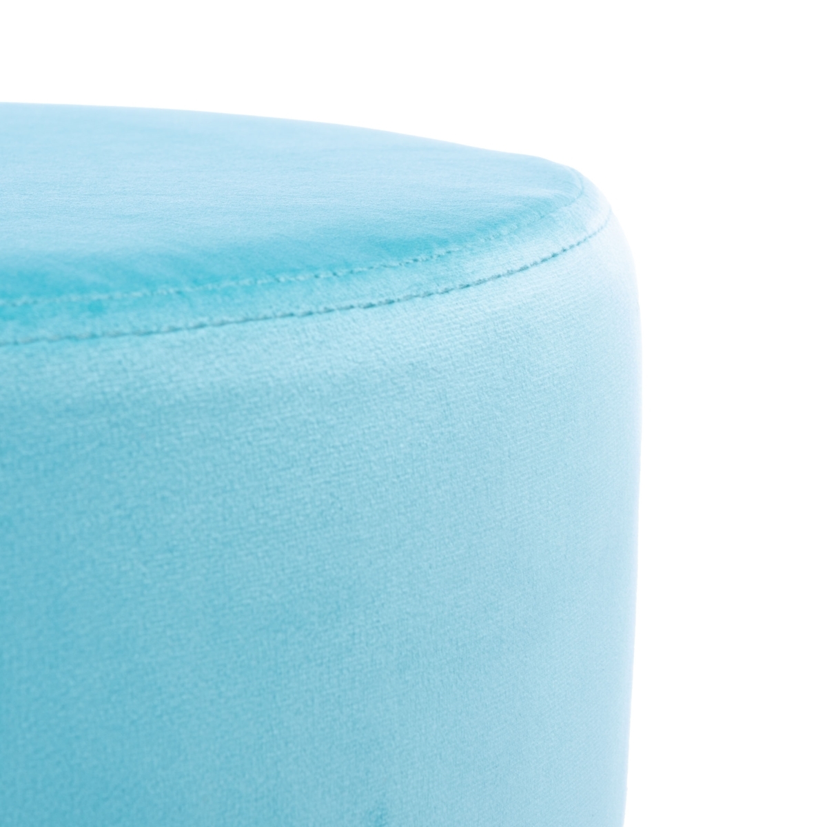 Abrea Round Ottoman - Aqua / Gold - Safavieh - Image 2