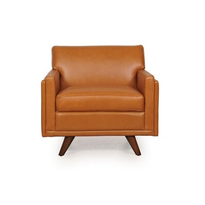 Milo 32.5" Wide Tufted Top Grain Leather Armchair - Image 0