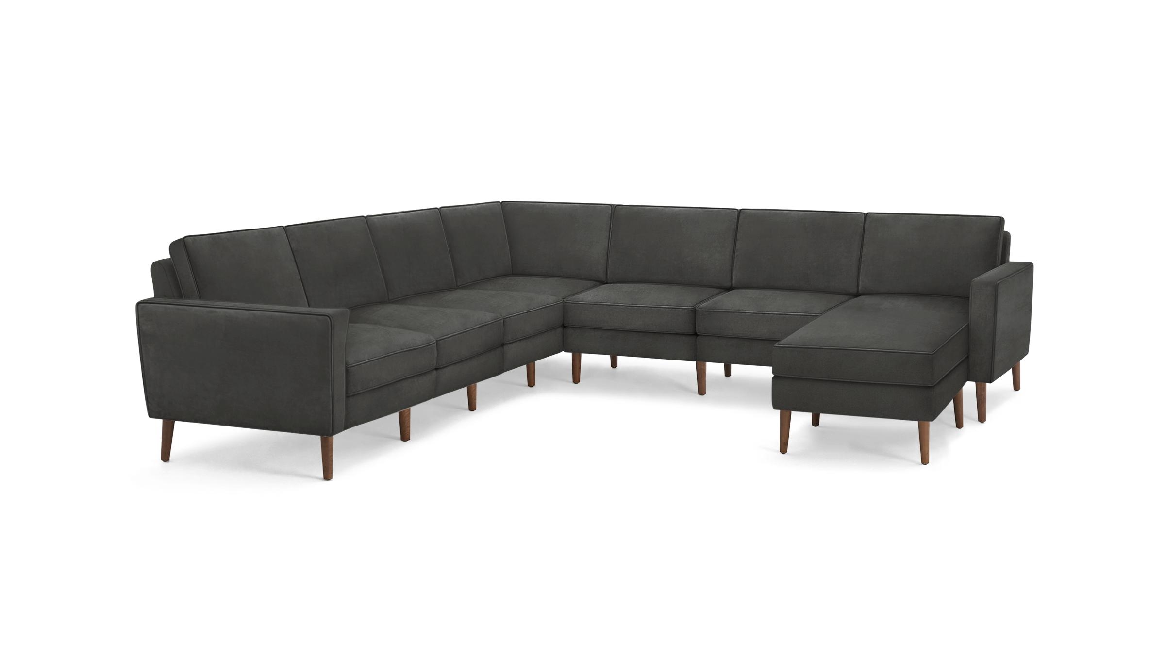 Nomad Velvet 7-Seat Corner Sectional with Reversible Chaise - Midnight - Performance Velvet / Brass - Metal - Image 4