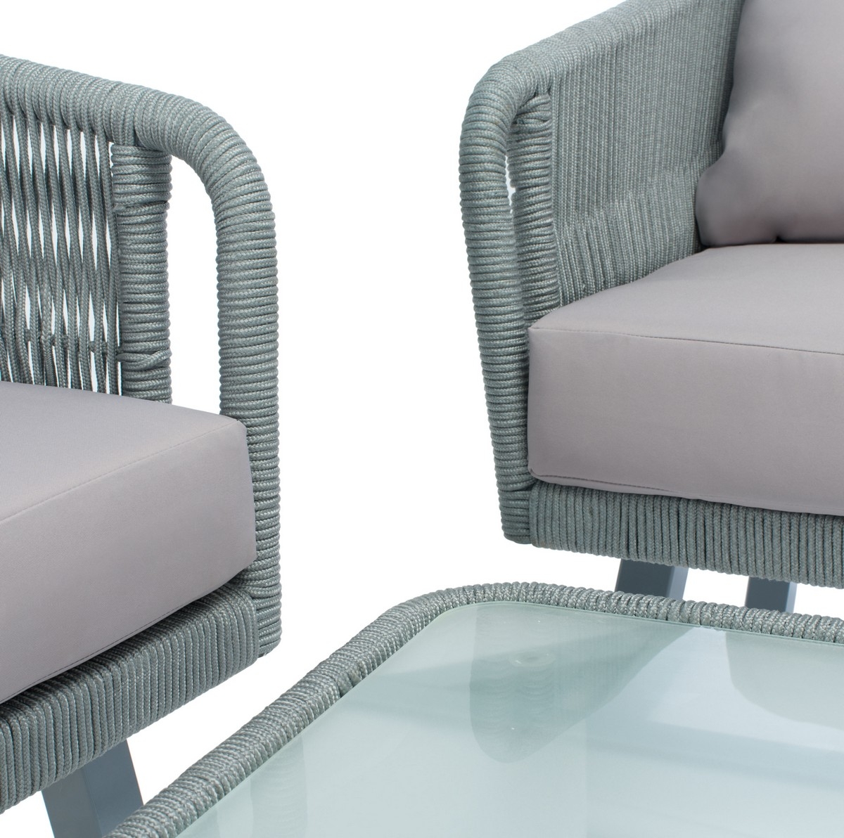 Kerson 4 Pc Rope Living Set - Grey/Grey - Safavieh - Image 3