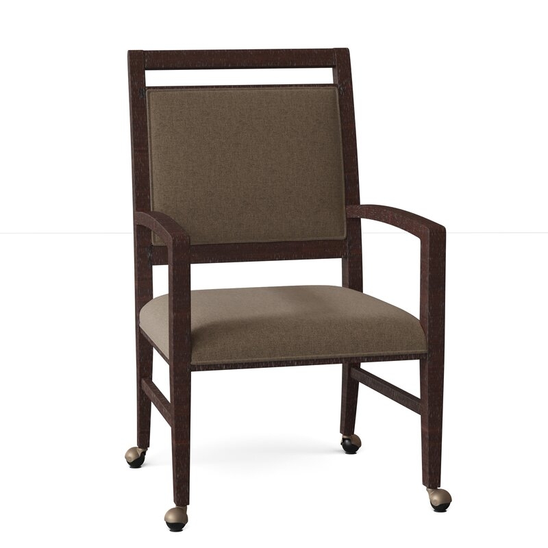 Fairfield Chair Preston Upholstered King Louis Back Arm Chair Body Fabric: 8794 Parchment, Leg Color: Espresso - Image 0