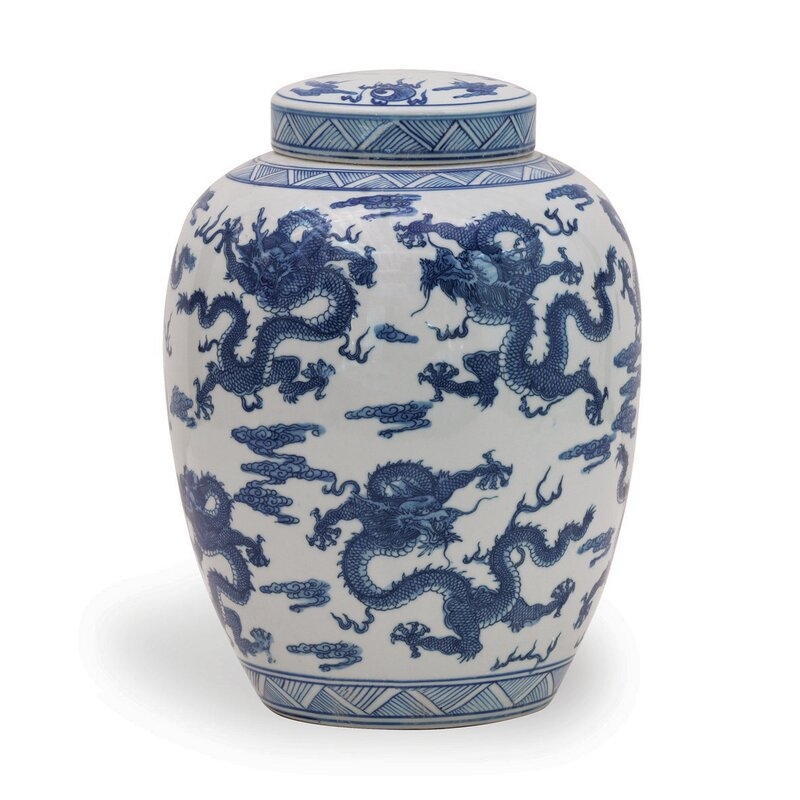 Port 68 Blue/White 14"" Porcelain Jar - Image 0