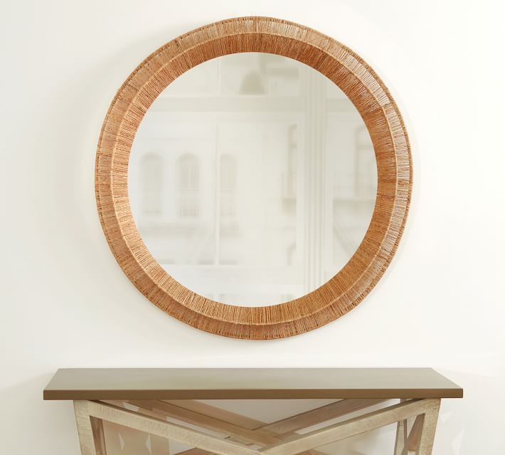Wren Jute Round Mirror, 40"W, Brown - Image 1