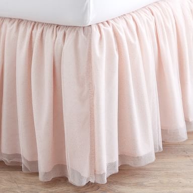 Tulle Bedskirt, Twin, Gold/White - Image 4