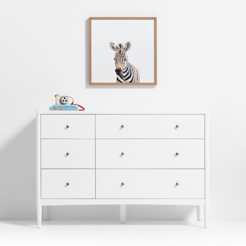 Baby Zebra Walnut Wood Framed Wall Art Print - Image 1