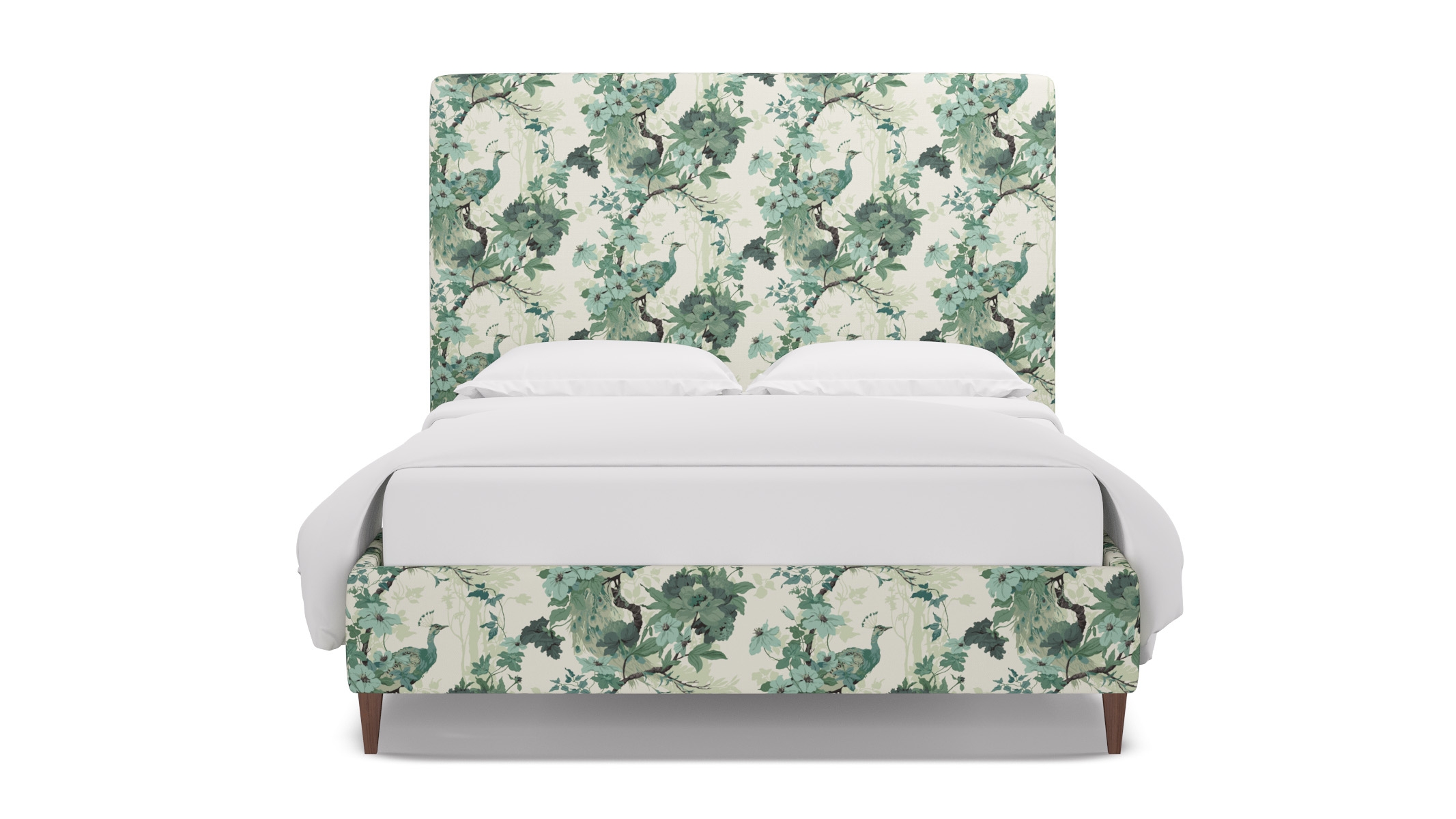 Classic Bed, Jade Peacock Park, Walnut Square Tapered Leg, Queen - Image 0