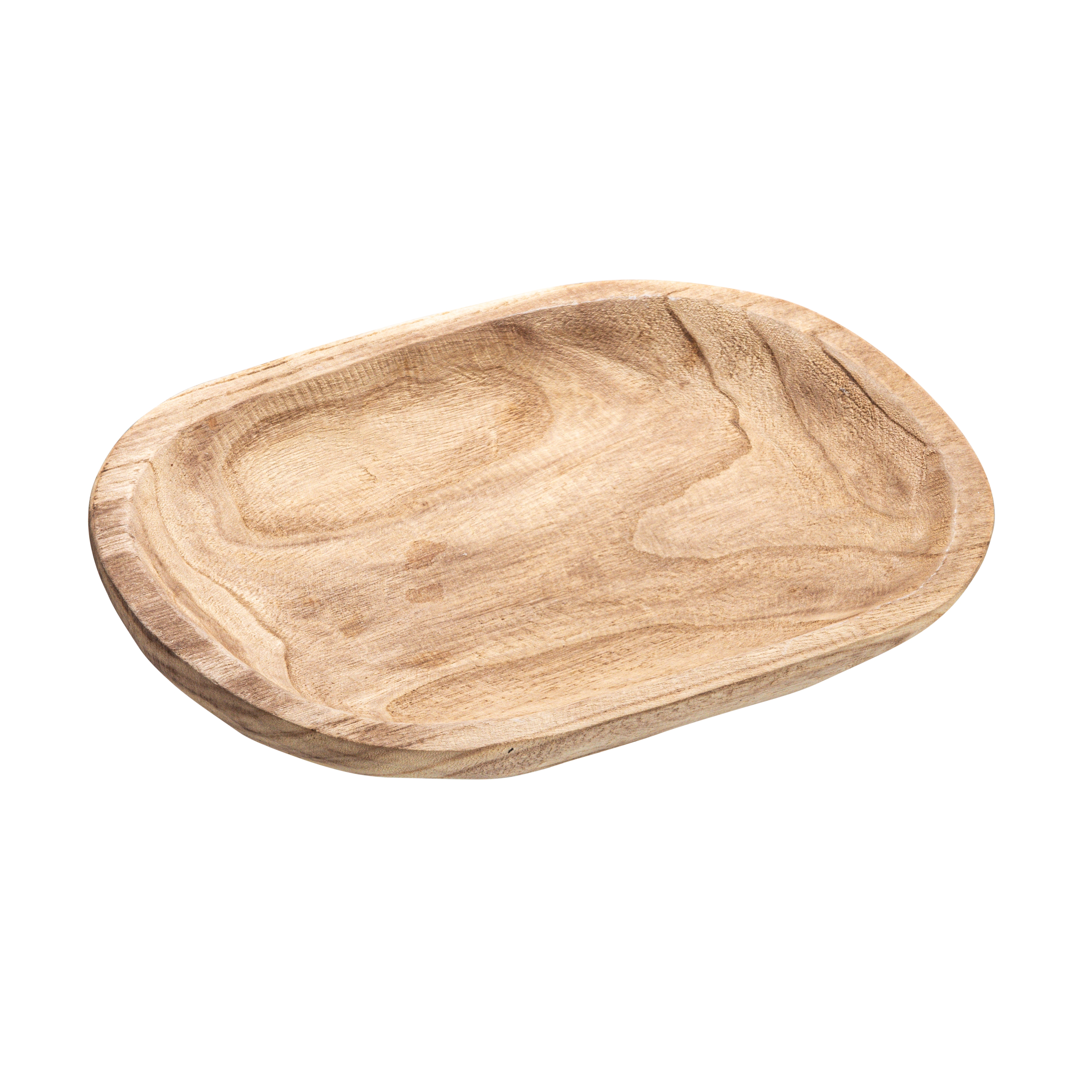 Hand-Carved Paulownia Wood Bowl, Natural - Image 0