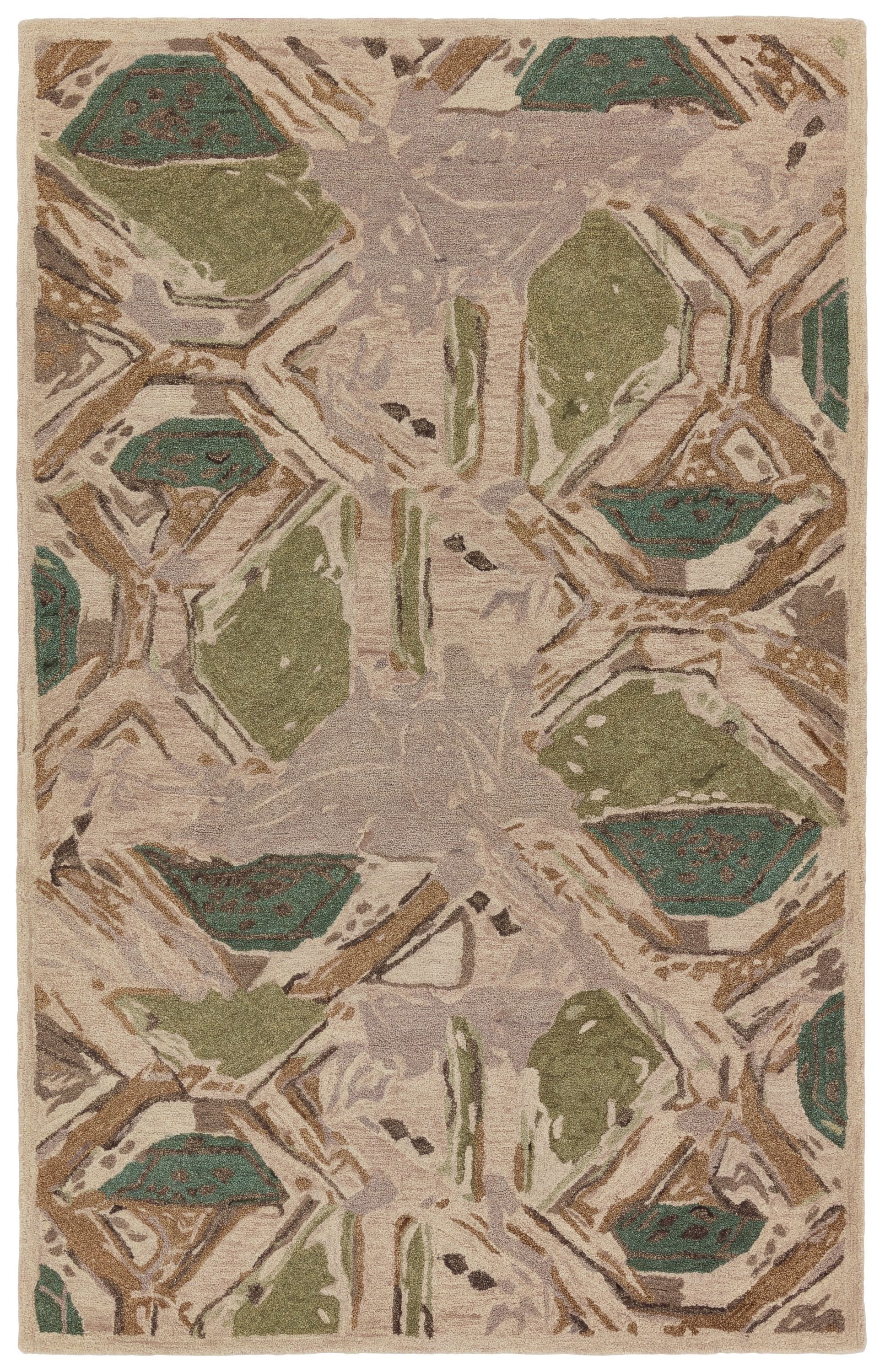Zoe Bios By Orto Botanica HNC02 Handmade Abstract Green and Taupe Area Rug (6'x9') - Image 0