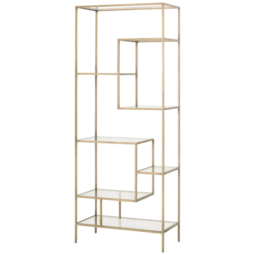 Beakman 31 1/2" Wide Brass Metal and Glass 7-Shelf Bookcase - Style # 86H88 - Image 0