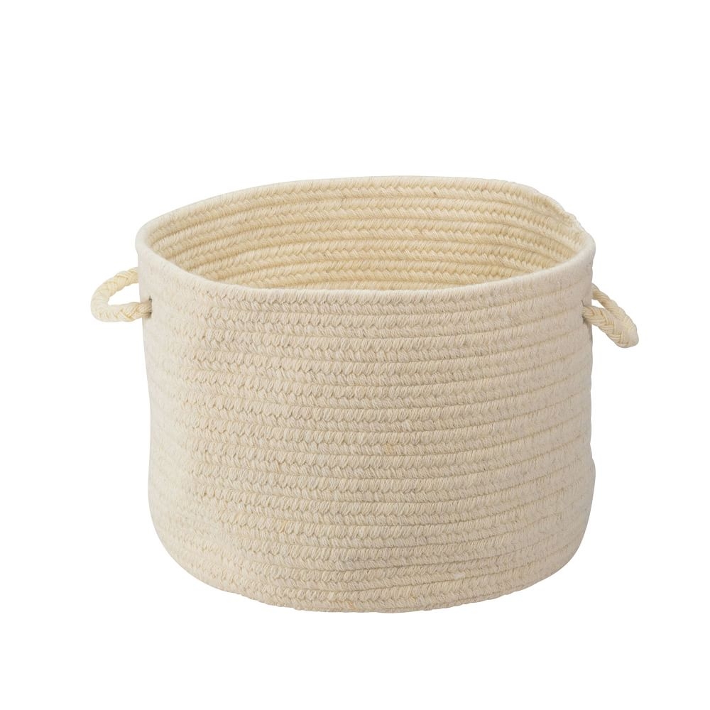 Natural Wool Basket, Natural, Medium, 16"D x 12"H - Image 0