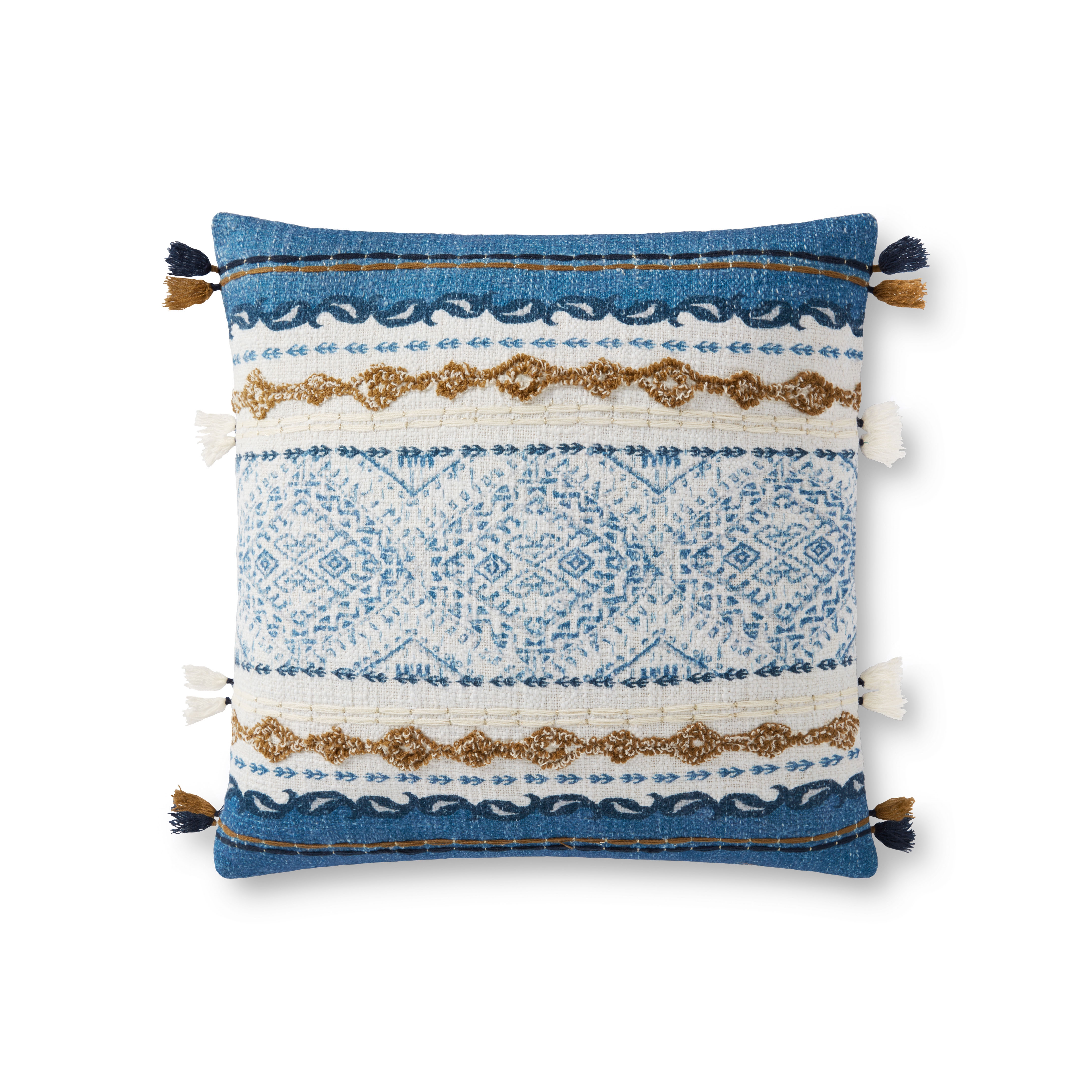 Loloi Pillows Blue / Natural 18" x 18" Cover Only - Image 0