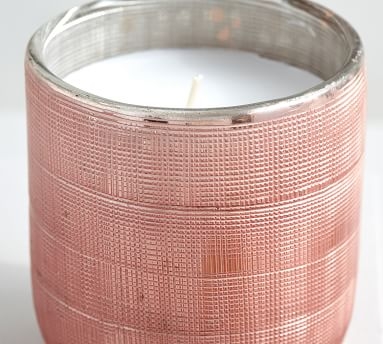 Linen Textured Mercury Glass Scented Candle, Pink, Small, French Tuberose - Image 2