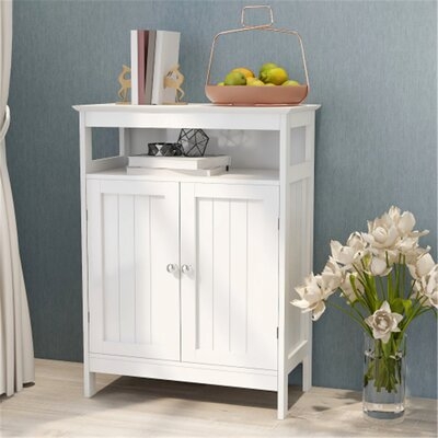 Bathroom Standing Storage With Double Shutter Doors Cabinet-White - Image 0