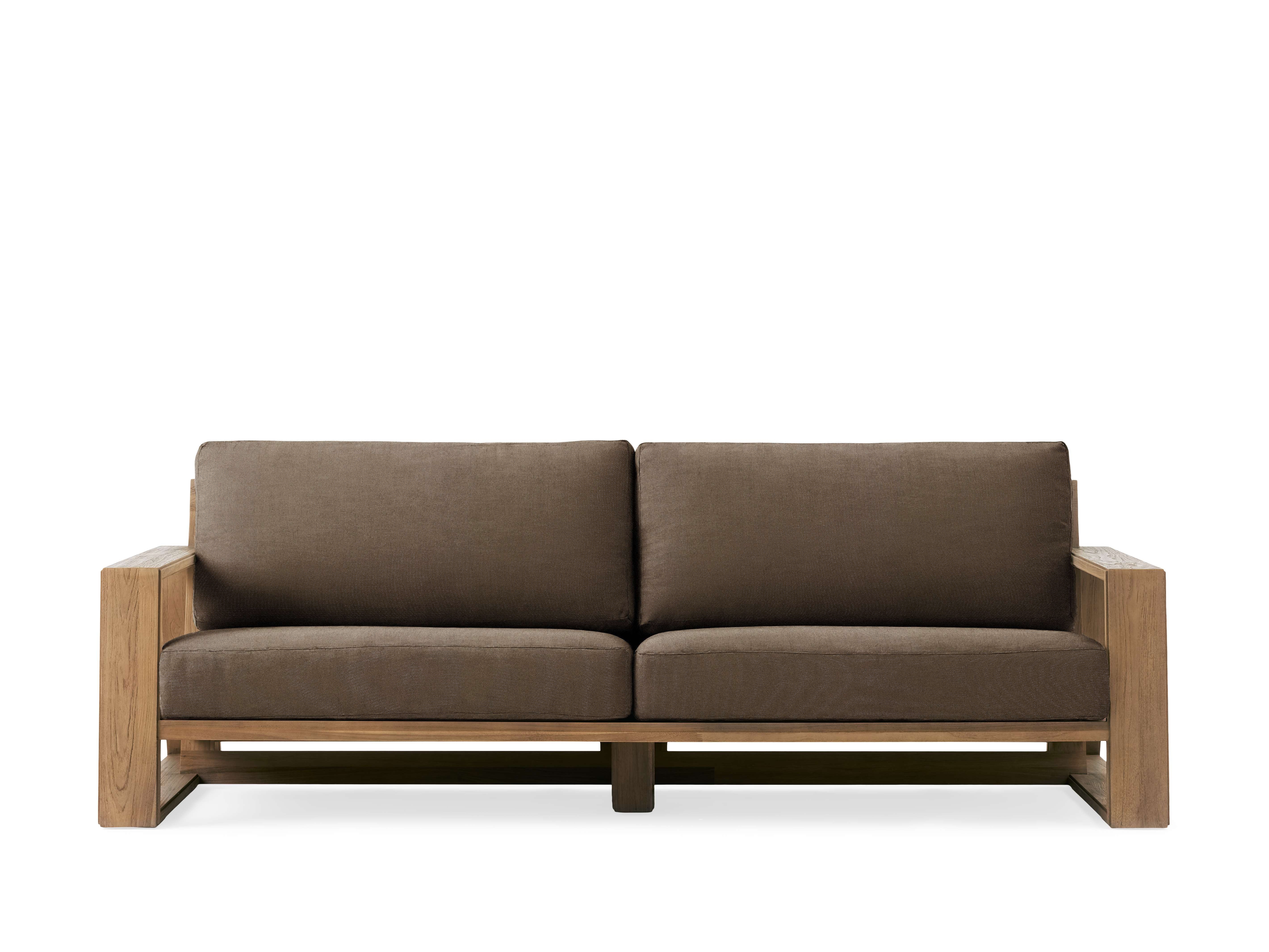 Canyon Outdoor Sofa Teak in Natural  Sienna Cocoa/Weathered Fawn 96" - Image 0
