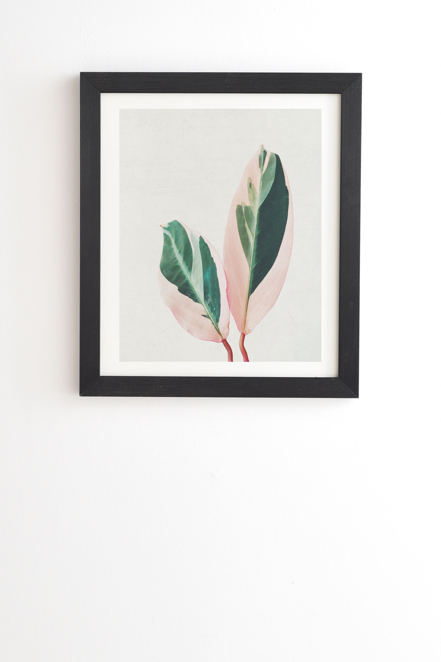 Pink Leaves I by Cassia Beck - Framed Wall Art Basic Black 20" x 20" - Image 0