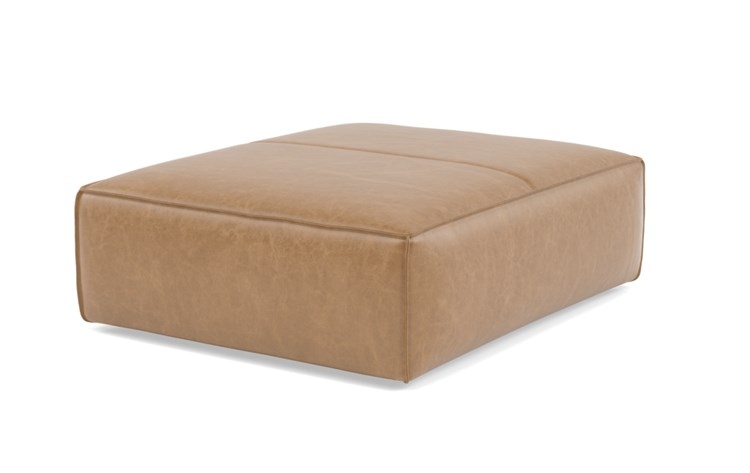 Gray Ottoman with Brown Palomino Leather - Image 1