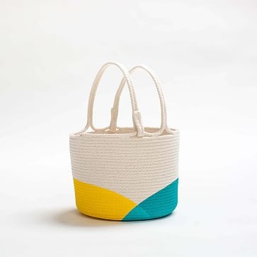 Cled Mondays Double Handle Basket Basket Cotton Pink/Yellow Latex Print - Image 1