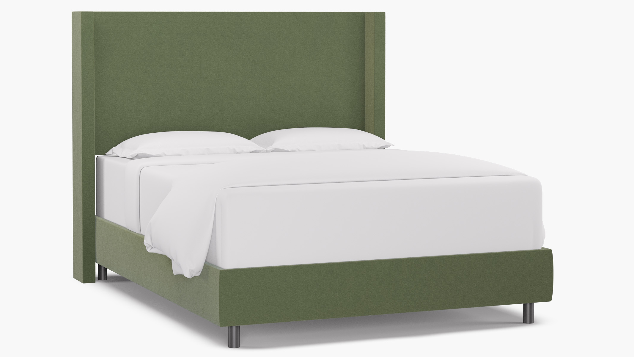 Modern Wingback Bed, Vert Classic Velvet, Queen - Image 1