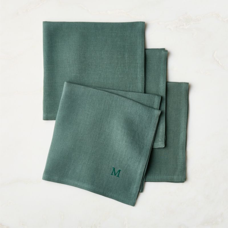 Bolt Smoked Green Linen Napkins Set of 4 - Image 6