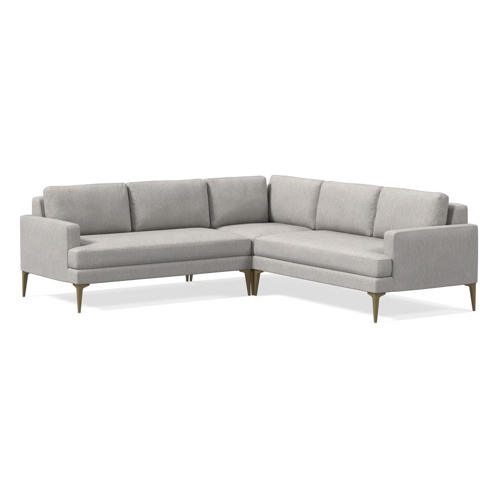 Andes 90" Multi Seat 3-Piece L-Shaped Sectional, Petite Depth, Performance Coastal Linen, Storm Gray, BB - Image 0