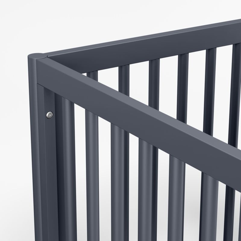 Classic Deep Navy Blue Wood Convertible Baby Crib - Image 4