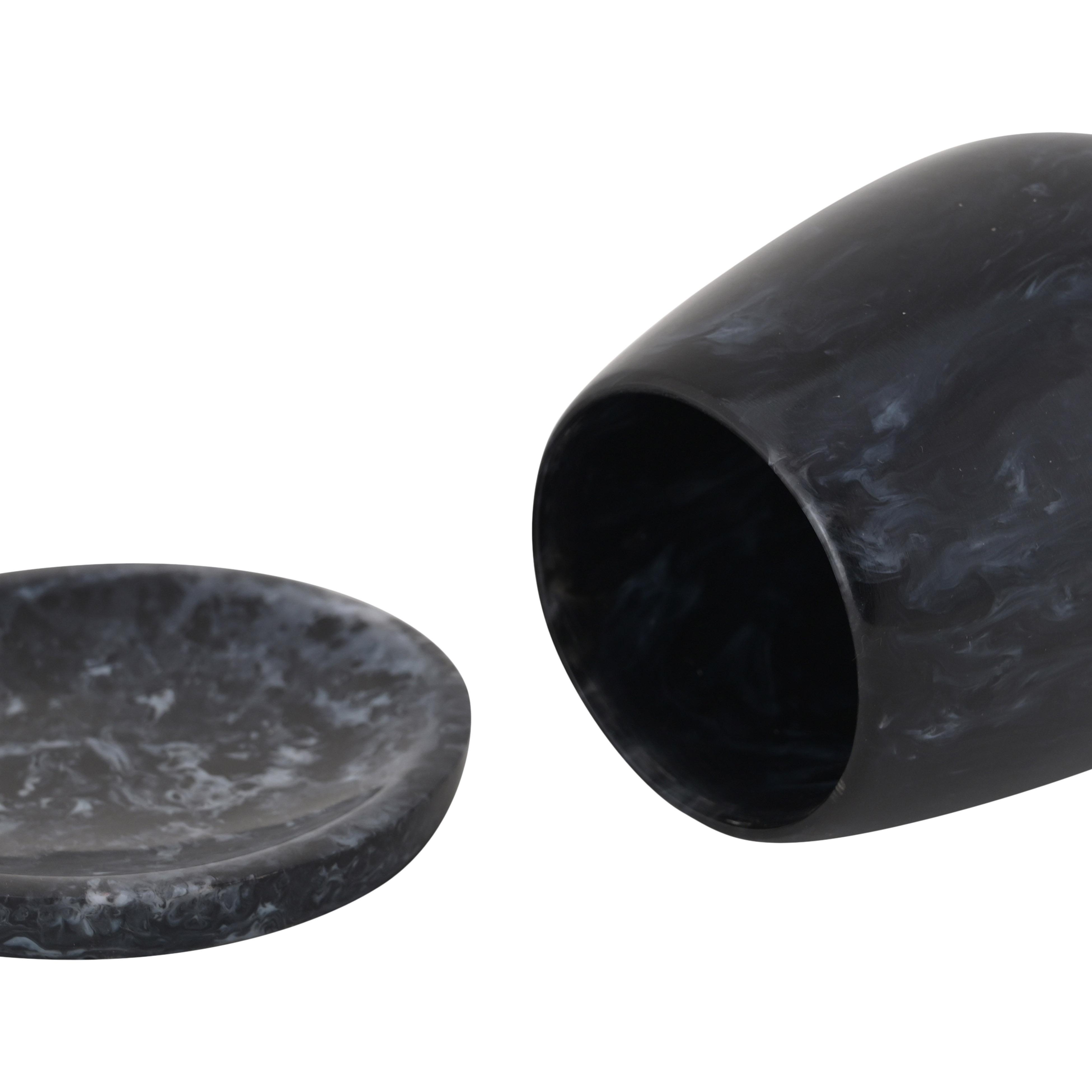 Rounded Black Swirl Resin Kiddush Cup - Image 2