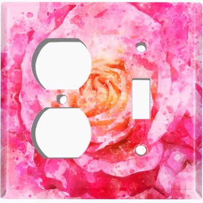 Metal Light Switch Plate Outlet Cover (Flower Rose 1 - (L) Single Duplex / (R) Single Toggle) - Image 0