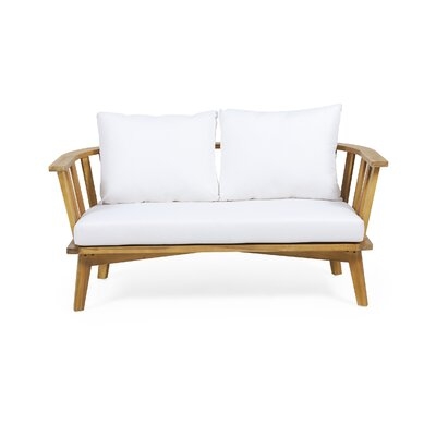 Outdoor Wooden Loveseat With Cushions - Image 0