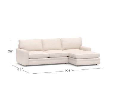 Pearce Square Arm Upholstered Left Arm Loveseat with Chaise Sectional, Down Blend Wrapped Cushions, Chenille Basketweave Oatmeal - Image 2