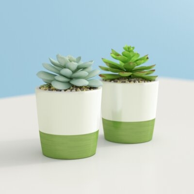 2" Artificial Evergreen Succulent in Pot - Image 0